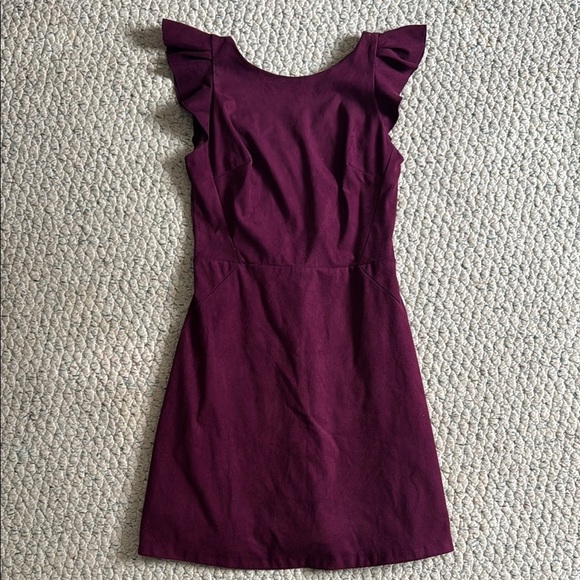 Design Lab Plum Dress with Ruffle Sleeves - Picture 1 of 4